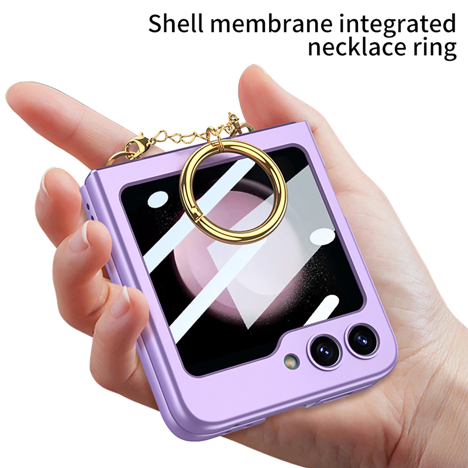 GKK til Samsung Galaxy Z Flip5 5G hårdt pc-telefontaske Ring Finger Grip Design Cover med lille skærmfilm GKK til Samsung Galaxy Z Flip5 5G hårdt pc-telefontaske Ring Finger Grip Design Cover med lille skærmfilm